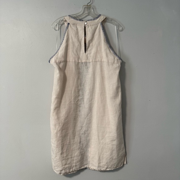 Sigrid Olsen Women's Halter  Dress 100% Linen Embroidered Crocheted M ivory Blue - Picture 6 of 12